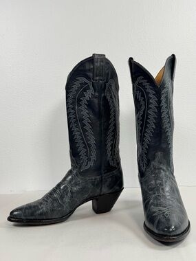 Justin Boots Women’s Blue Leather Cowgirl Boots Size 8 B Style L4812 Made In USA